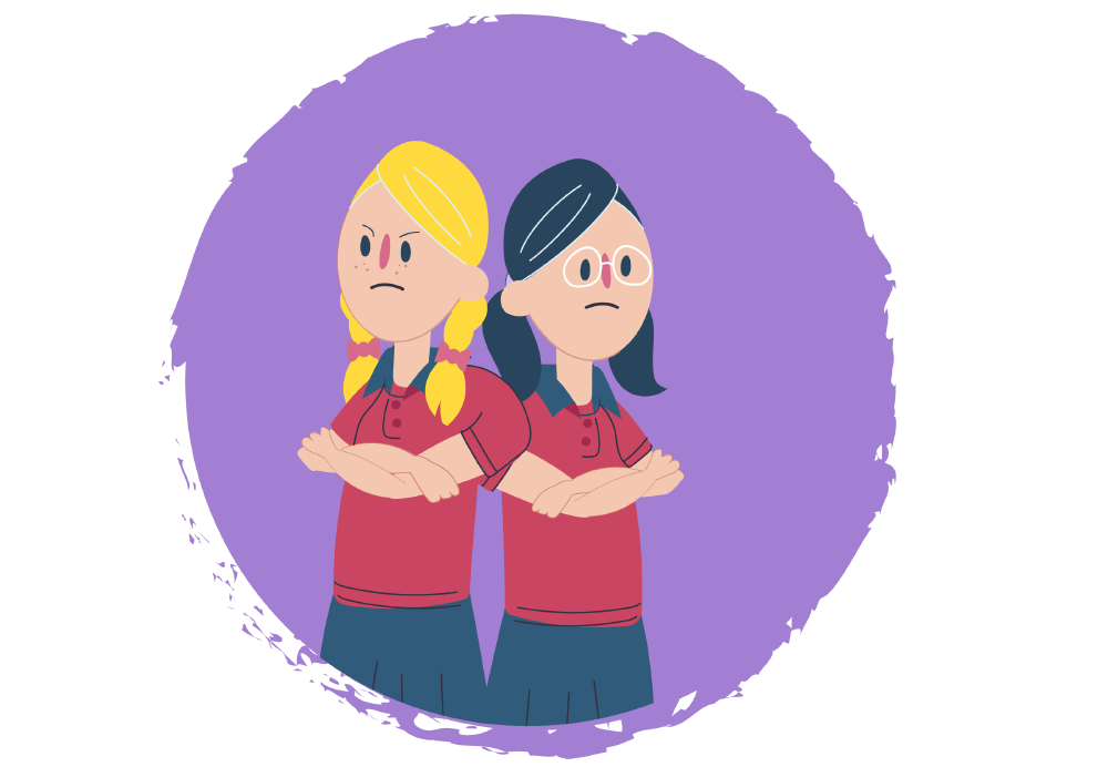 Friends who are fighting - two girls with arms crossed Friends who are fighting - two girls with arms crossed