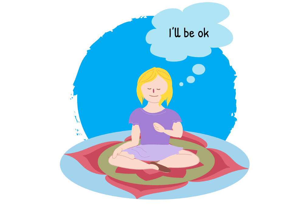 Girl meditating and thinking "I'll be ok" Girl meditating and thinking "I'll be ok"