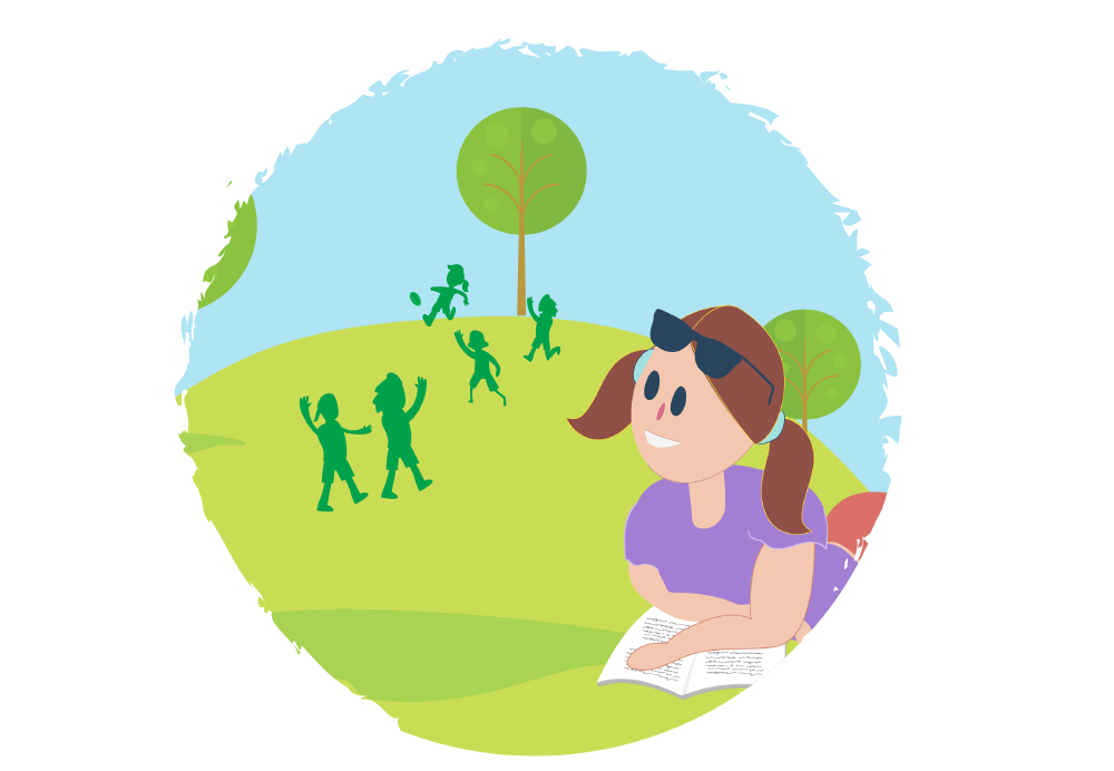 Girl looking at other kids playing Girl looking at other kids playing