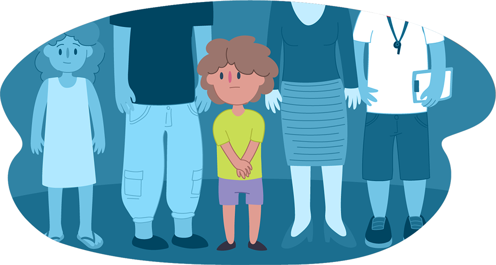 Child feeling alone despite being surrounded by people Child feeling alone despite being surrounded by people
