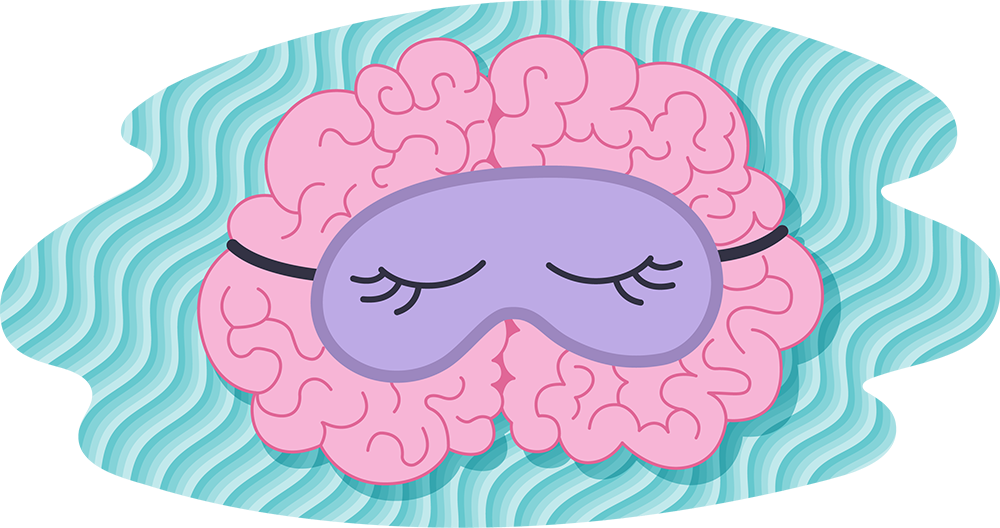 Brain with sleep mask on Brain with sleep mask on